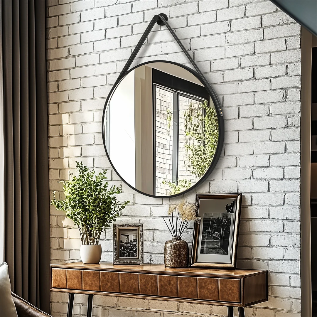 

LUVODI 24”/28”/32” Round Black Wall Mirror Living Room Decorative Mirror Gold Vanity Mirror above Dressing Table for Bedroom