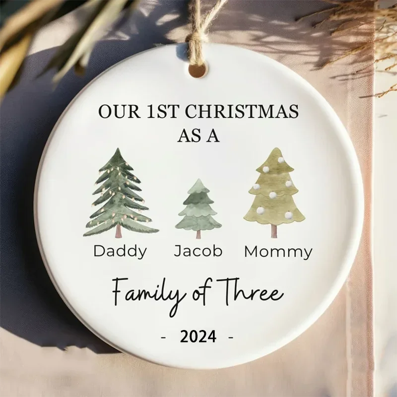 Personalized Baby\'s First Christmas Ornament Family of Three Christmas Ornaments 2024 Christmas Supplies Vintage Santa Gift