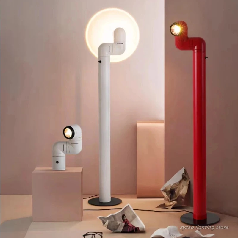Spanish Vintage Water Pipe Floor Light Red/White Water Pipe Table Lamp for Bedroom Living Room Designer Floor Lamp