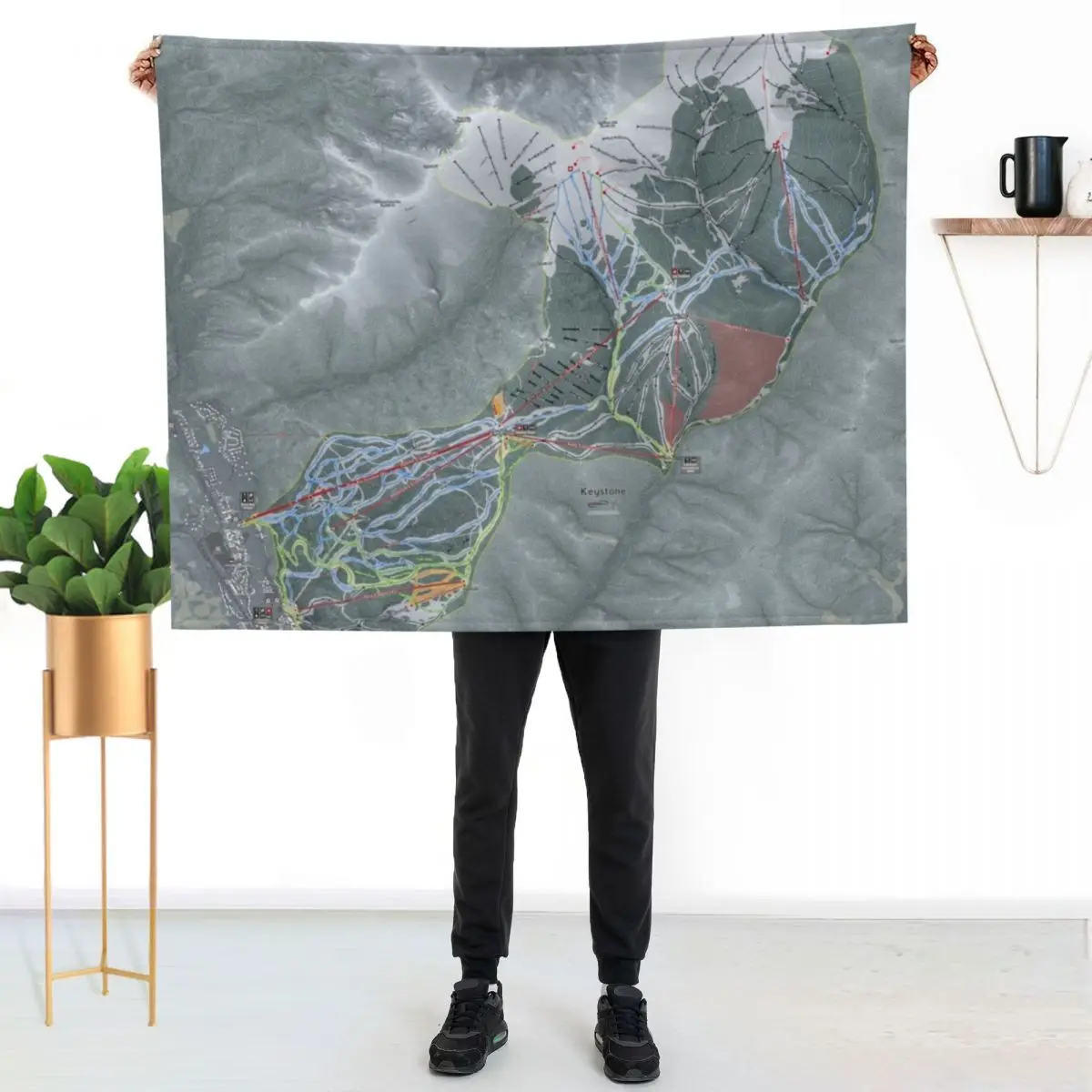 Keystone Resort Trail Map Throw Blanket wednesday Comforter Hairy Loose Decoratives Luxury Blankets
