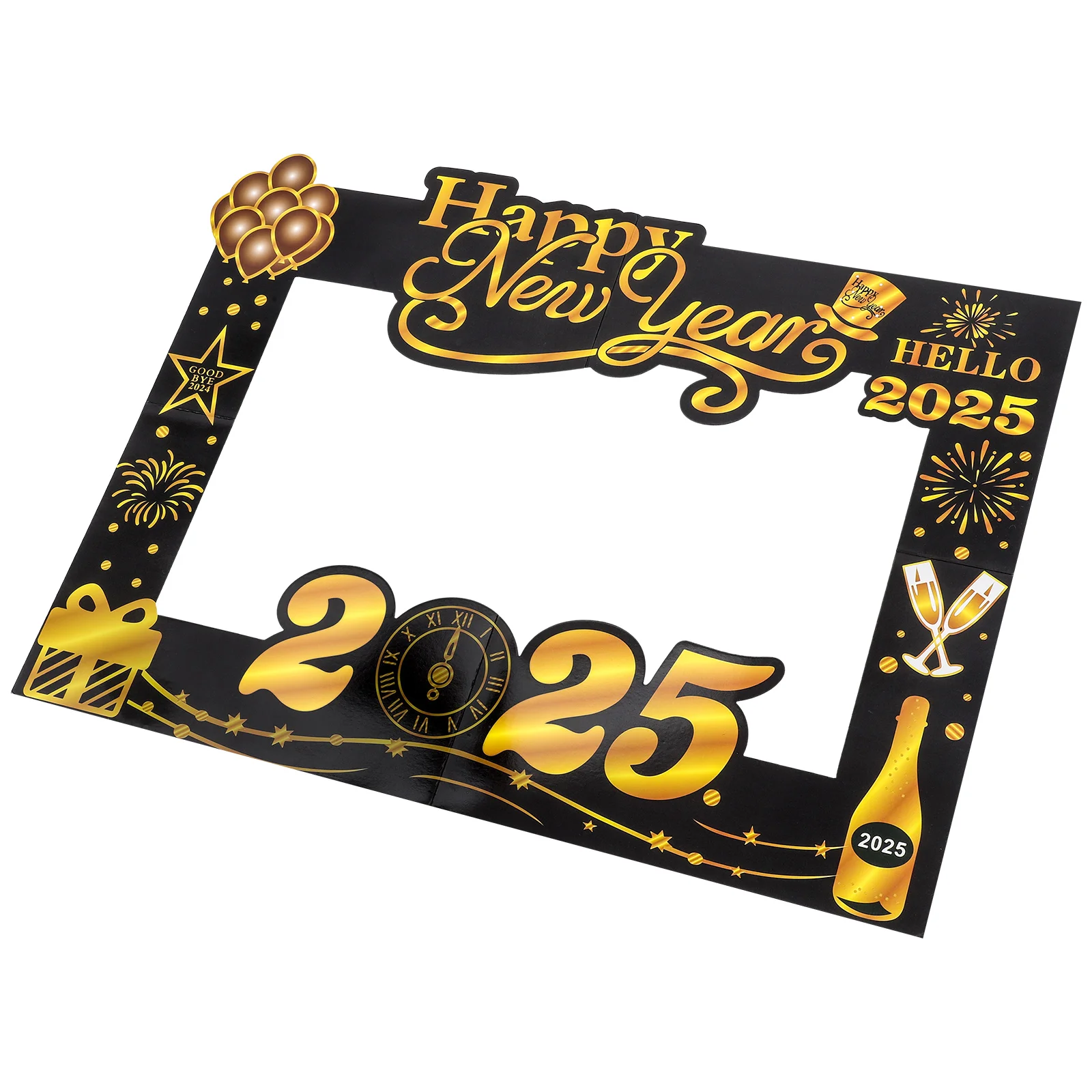 

Black Gold Photo Frame New Year Selfie Booth Years Eve Happy Props Chinese Party