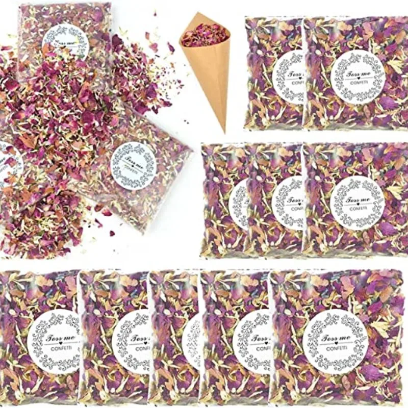 

10-50Packs Wedding Confetti Natural Dried Flower Rose Petals Pop Bridal Shower Birthday Party DIY Decoration Biodegradable Petal