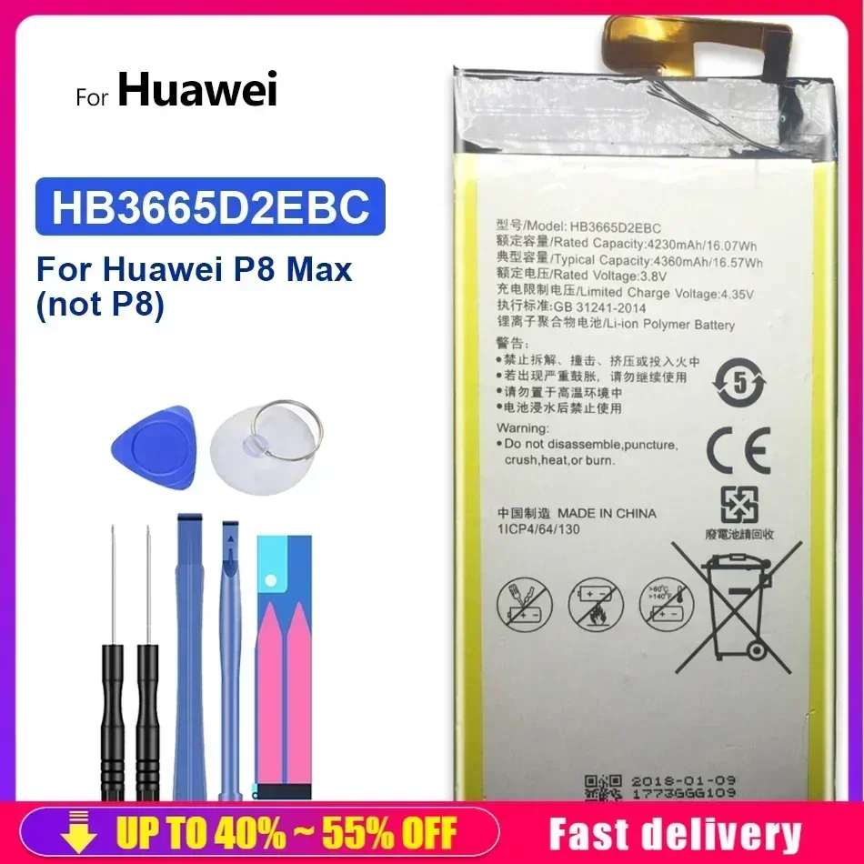 Rechargeable Mobile Phone Batteries HB3665D2EBC For Huawei P8 Max (not P8) Smartphone Portable Battery Fast Shipping