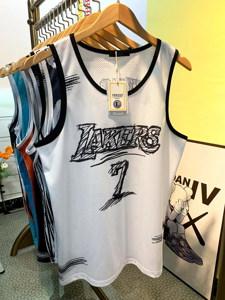 American Sle Qui Dry Vest Anthony Número 7 Lakers Jersey Sketch Hand Dn Me Baskeall Jersey Transpirable Qui Dry
