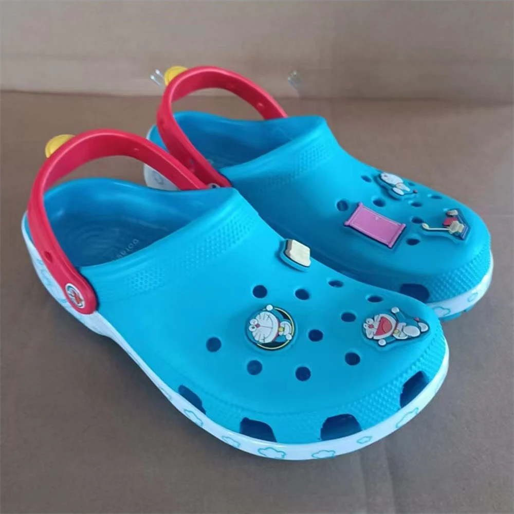 Cute Doraemon Printed Slippers Anime Eva Closed Toe Sandals Anti Slip Beach Casual Footwear Gift for Men Women Anime Fans