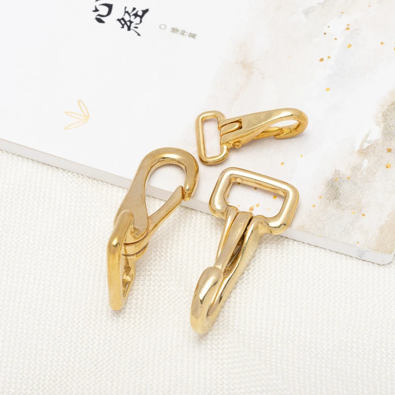 Brass Snap Hook Carabiner Trigger Clip Clasp Buckle for Bag Strap Halter Bridle Harness Dog Pet Leash Parts Keychain Accessories