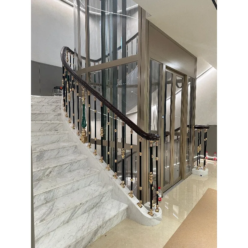 حجم التخصيص الحديثة النمط الفرنسي النحاس الألومنيوم درابزين الدرج درابزين معدني الدرابزين درابزين عالية للسلالم #5