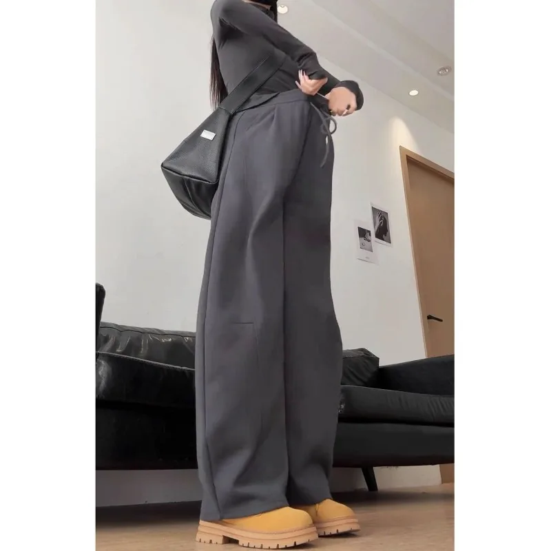 دافئ وغير رسمي Sweatpants فضفاض الموز مستقيم الساق السراويل المألوف الهيب هوب جديد المرأة الخريف الشتاء الصوف بنطلون رياضي