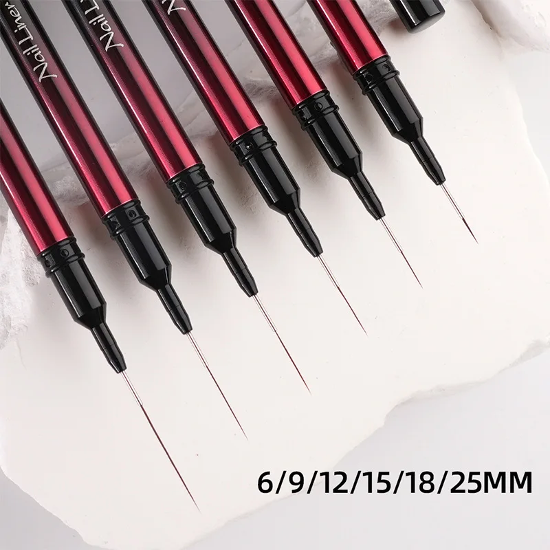 1/6 قطعة 6/9/12/15/18/25 مللي متر مسمار الفن بطانة فرش هلام فرشاة الأظافر هلام مسمار البولندية اللوحة فرشاة الرسم مسمار الفن تصميم فرشاة القلم #5