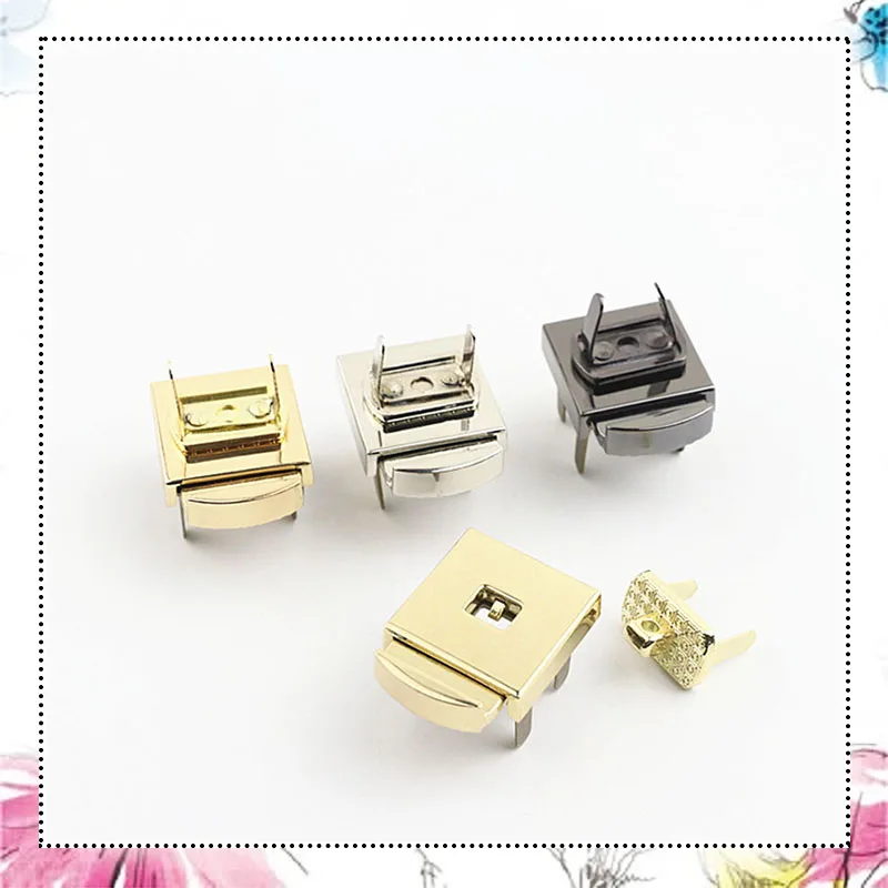 2Pcs 24X24mm Bag Concealed Button Lock Clasp Metal Handbag Pushed Lock Snap Buckle Hook Replacement Closure Accessories