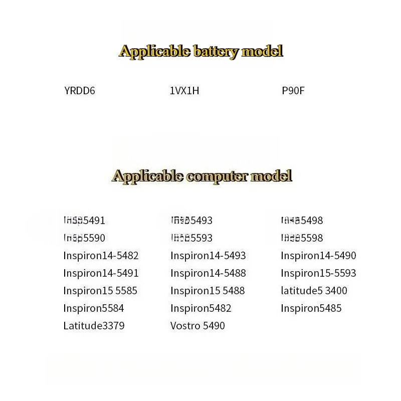 Ｎew YRDD6 Laptop Battery for Dell Inspiron 5485 5491 5482 3310 2-in-1 3493 3593 3793  5593 5480 5590 5493 5585 3584 Vostro 3491 - Image 4
