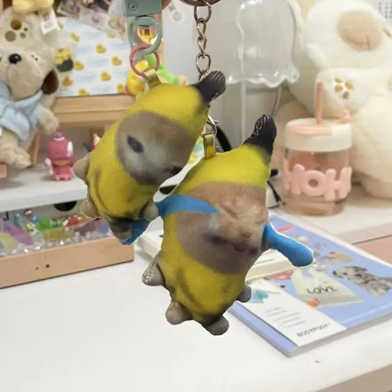 Hot Banana Cat Anime Peripheral Crying Cat 17cm Meow Internet Hot Selling Popular Plush Keychain Pendant Birthday Surprise Gift
