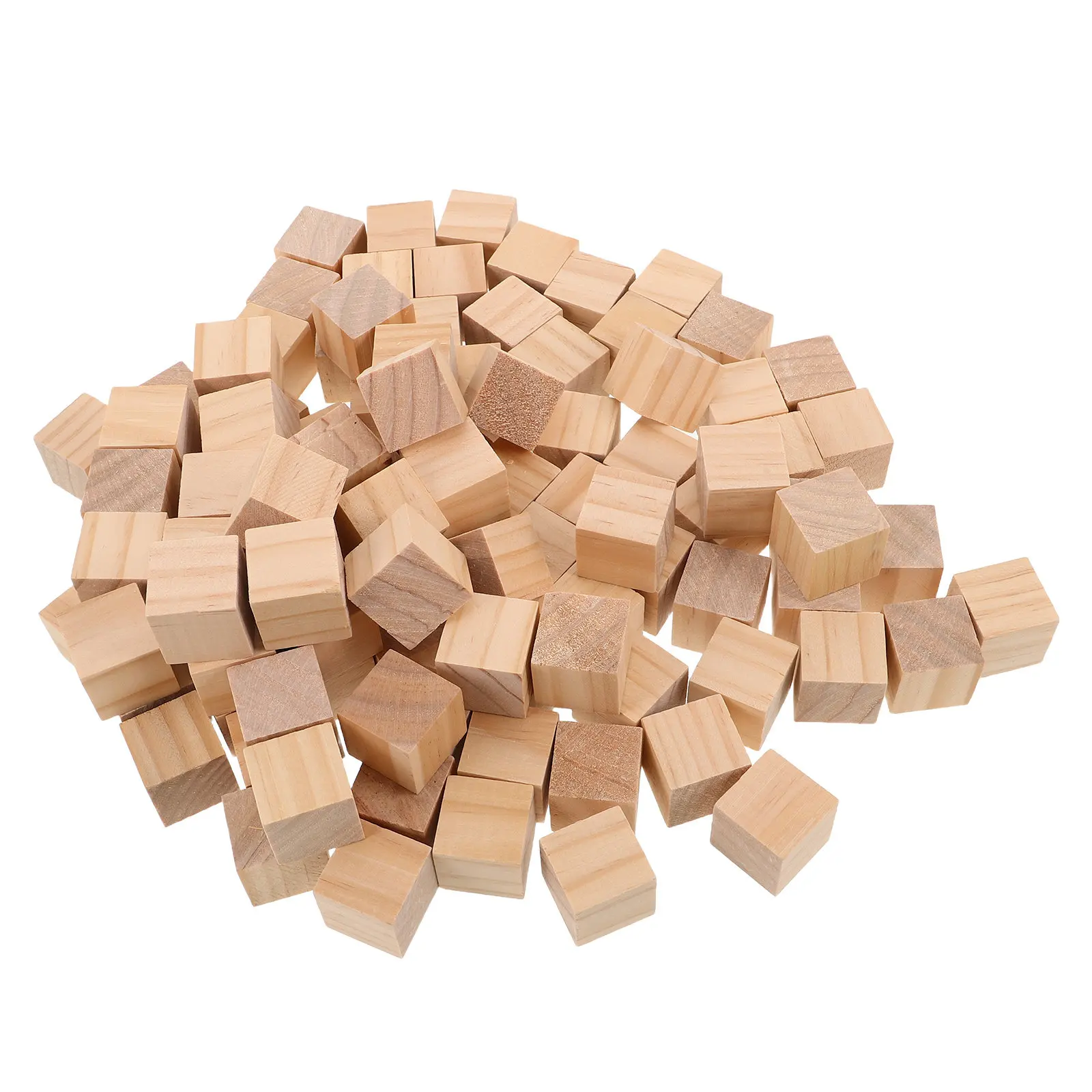 100 Pezzi Blocchi di Legno Naturale Non Trattati, Cubi Quadrati per Progetti Fai-da-Te, Pittura, Decorazione, Impilamento e Uso Educativo