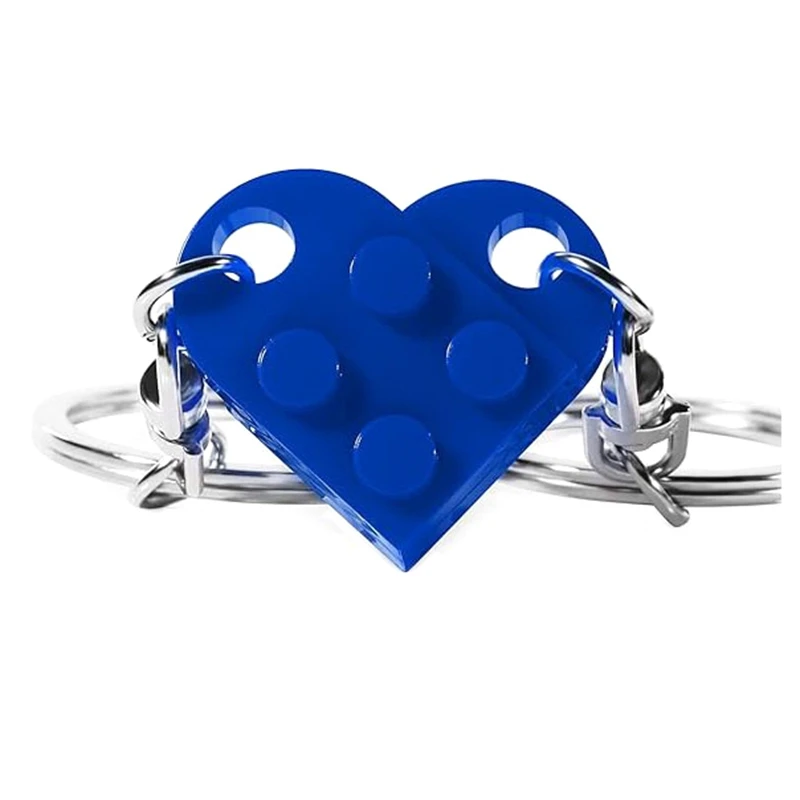 E-Brick Matching Couple Heart Keychain Building Bocks Puzzle Keychain For Boyfriend Girlfriend Valentines Day Friends Gifts