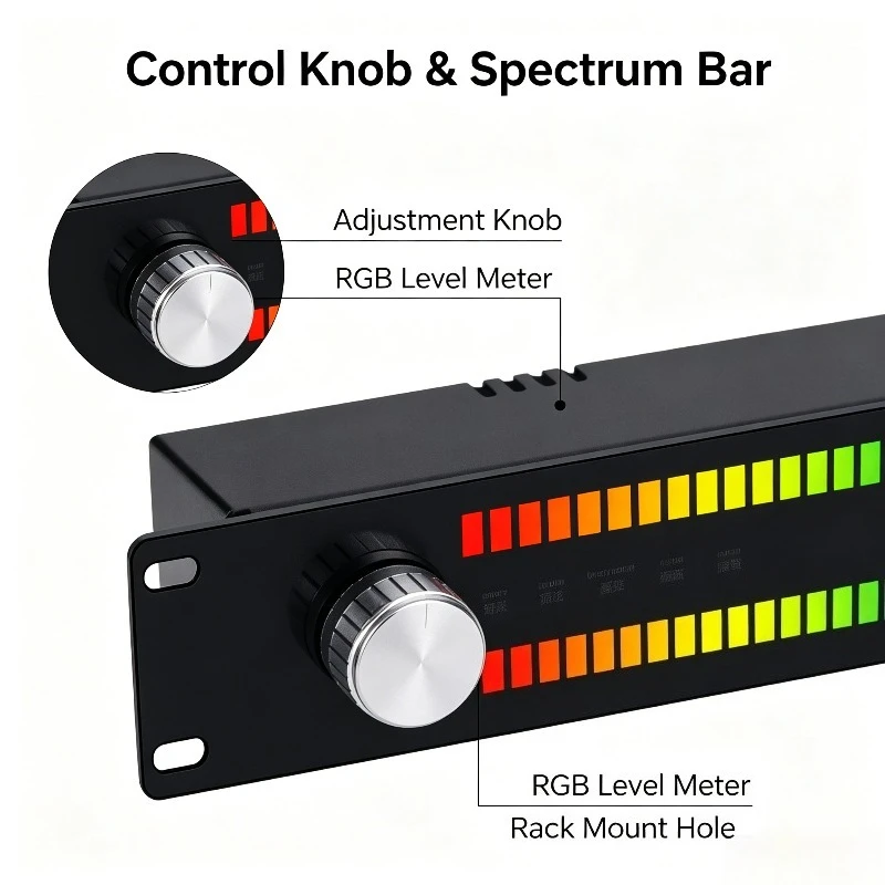 LED64X2 128 LEDs Music Spectrum VU Meter Rhythm Light Voice Control Wired Audio Input Desktop  For Audio Equipment Decor Use