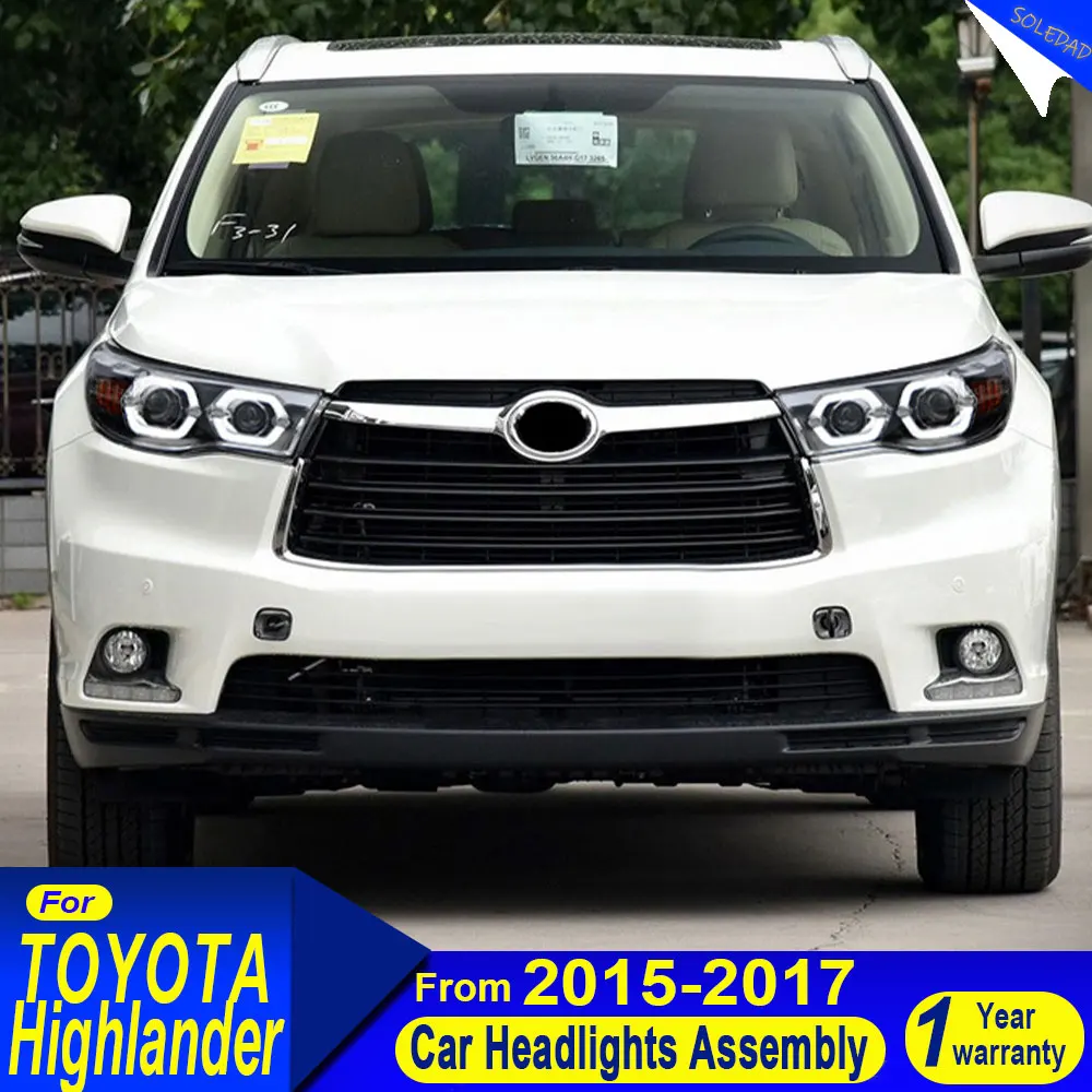 A pair Car Head Lamp for Toyota Highlander Headlight 2015-2017 Highlander Head Light DRL Turn Signal Low High Beam Projector