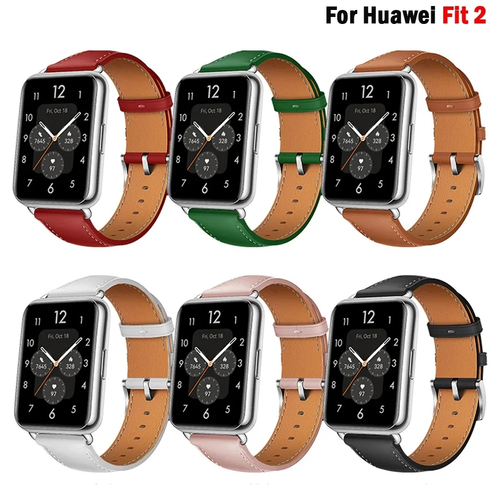 Leather Strap For Huawei Watch Fit 2 Smartwatch watchband Replacement Wristband Retro Genuine sport Bracelet Fit 2 Accessories