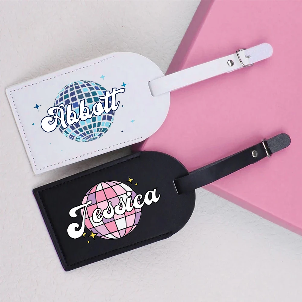 Personalised Earth with Name Monogram Luggage Tag PU Leather for Suitcase Baggage Tags Travel Bag Suitcase Label Gift for Her He