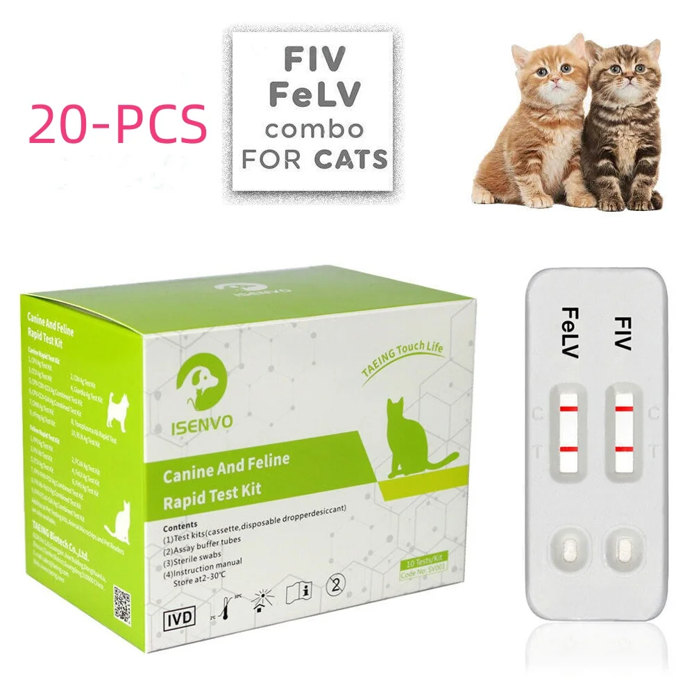 

20 Pcs (FIV+FeLV) Feline Immunodeficiency & Leukemia Combo Test Kits for Cats