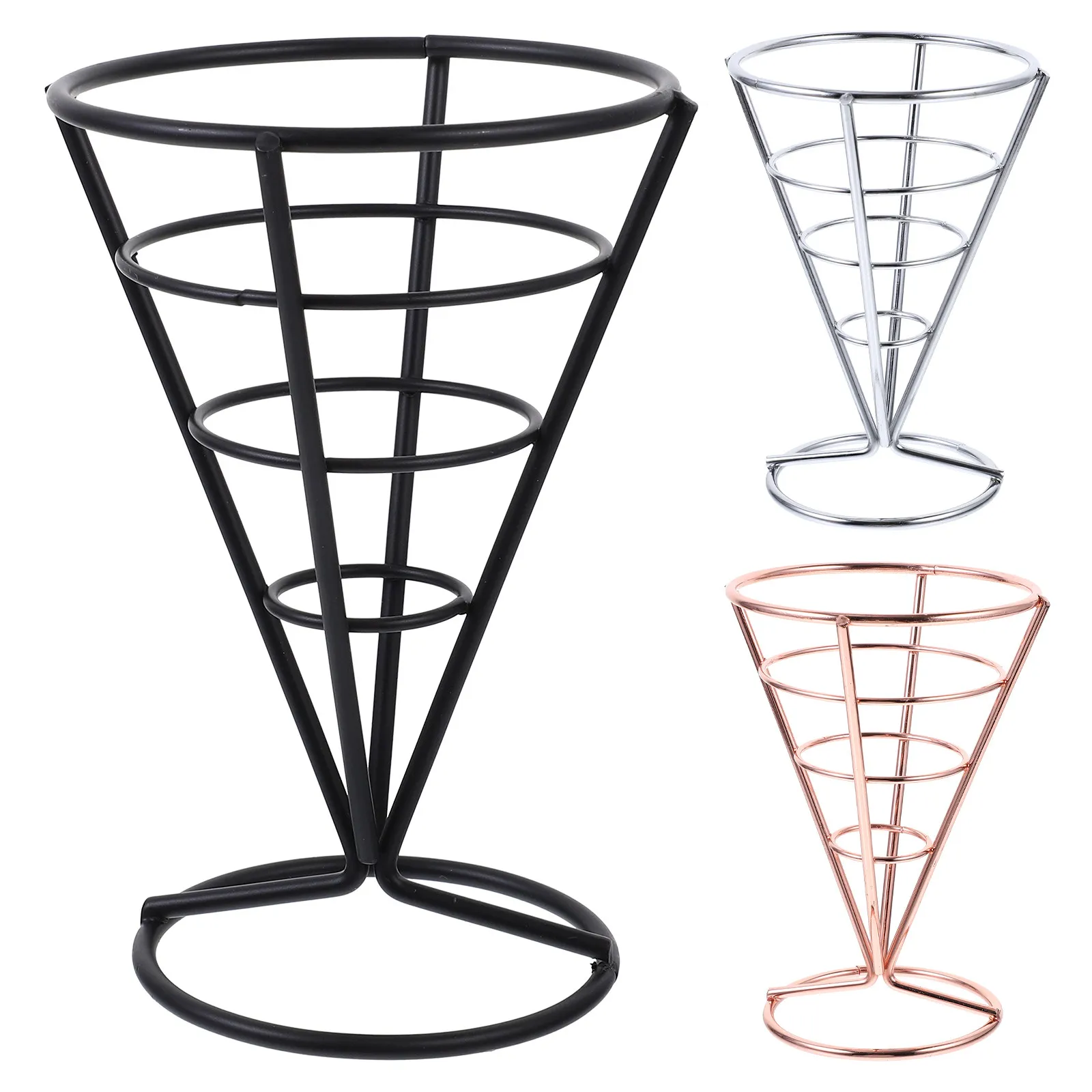 3Pcs Metal Cone Holder Heavy Duty Iron Ice Cream Stand for Family Gatherings Banquets Birthday Parties French Fries Sushi