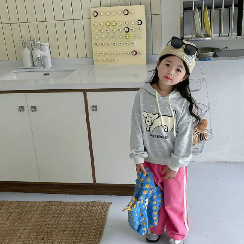 Girl's Set Cartoon Hooded Sweatshirt with Pants 2026 Spring and Autumn Collection New Style Children Clothing Sets