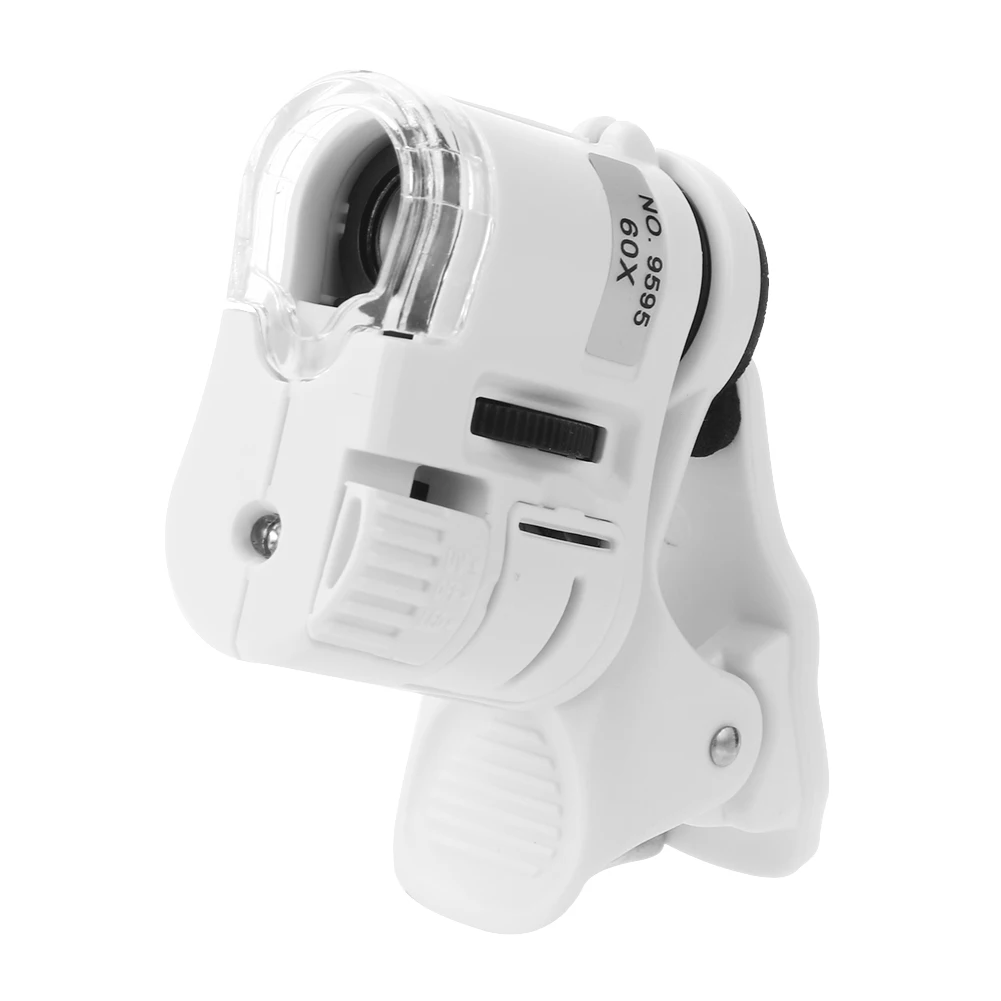 كاميرا عالمية بتكبير 60X مع ضوء LED ومكبر جواهر ABS محمول مع بطارية للأطفال والكبار للهواتف الذكية المحمولة
