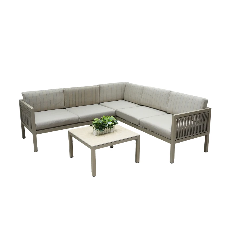 

&y Modern Aluminum Rope Sofa Set for Outdoor Garden Patio Furniture Hotel Use
