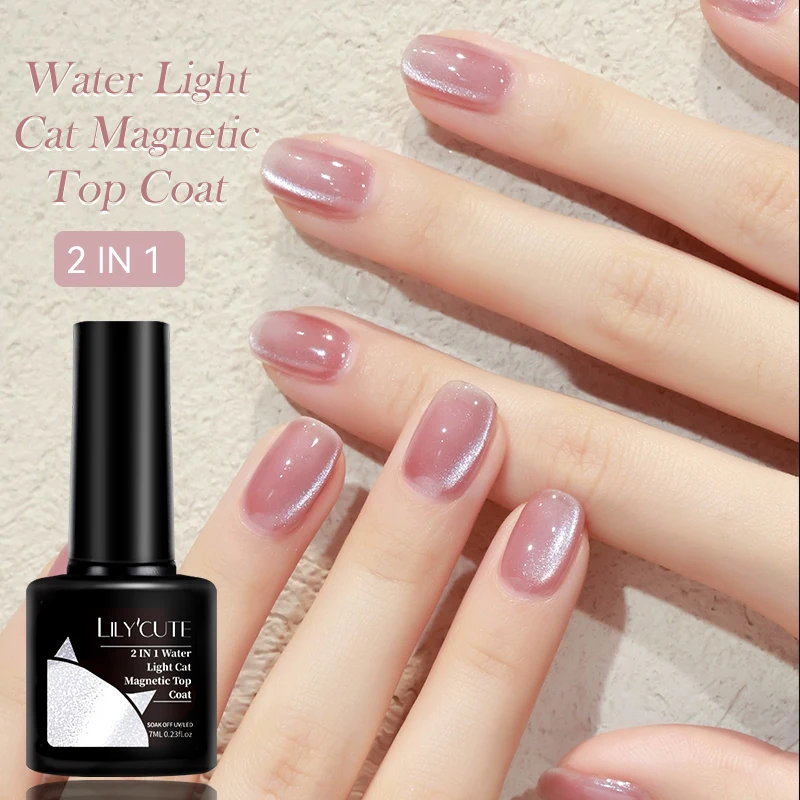 7ml สีขาวแสงจันทร์แมว Magnetic Top Coat เจลเล็บน้ําประกาย Shining Glitter Effect เล็บ LED เจลเคลือบเงา