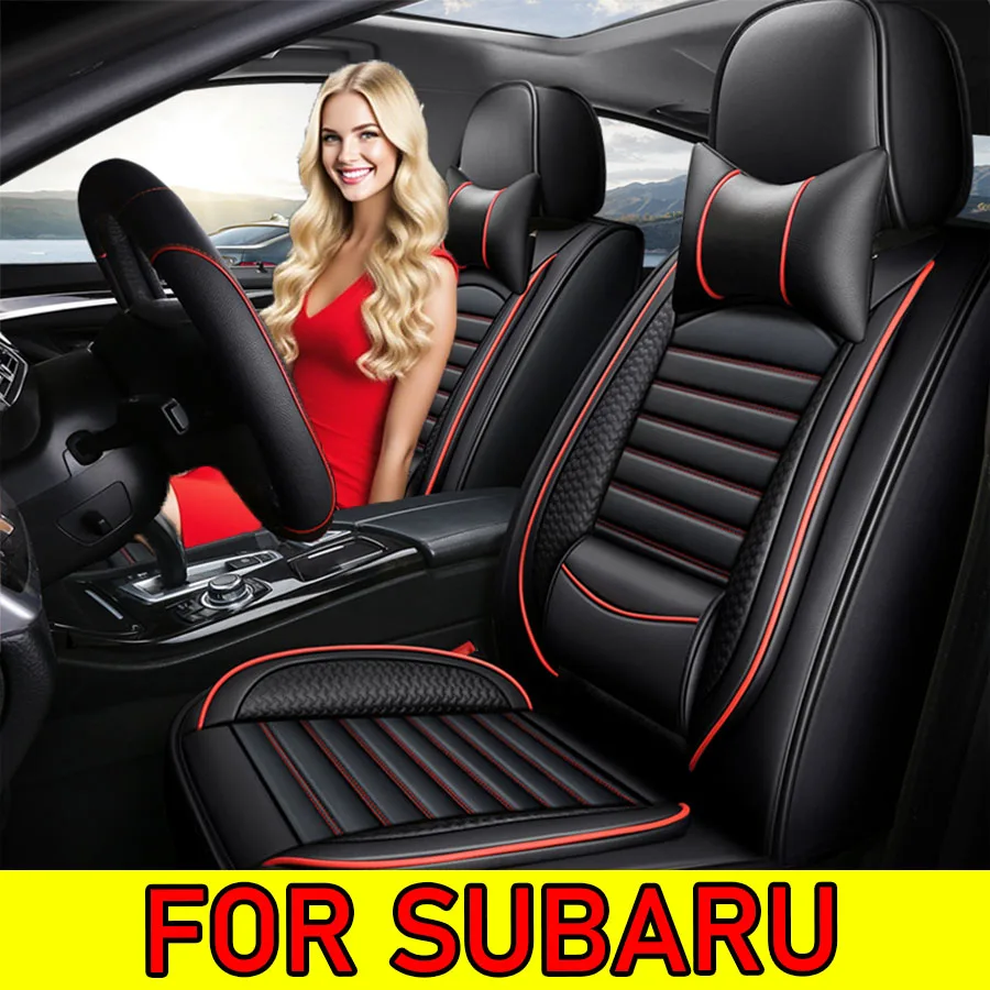 

FOR SUBARU Waterproof PU Leather Car Seat Protectors | Secure Fit for Most Cars, Waist Cushion Included for Support