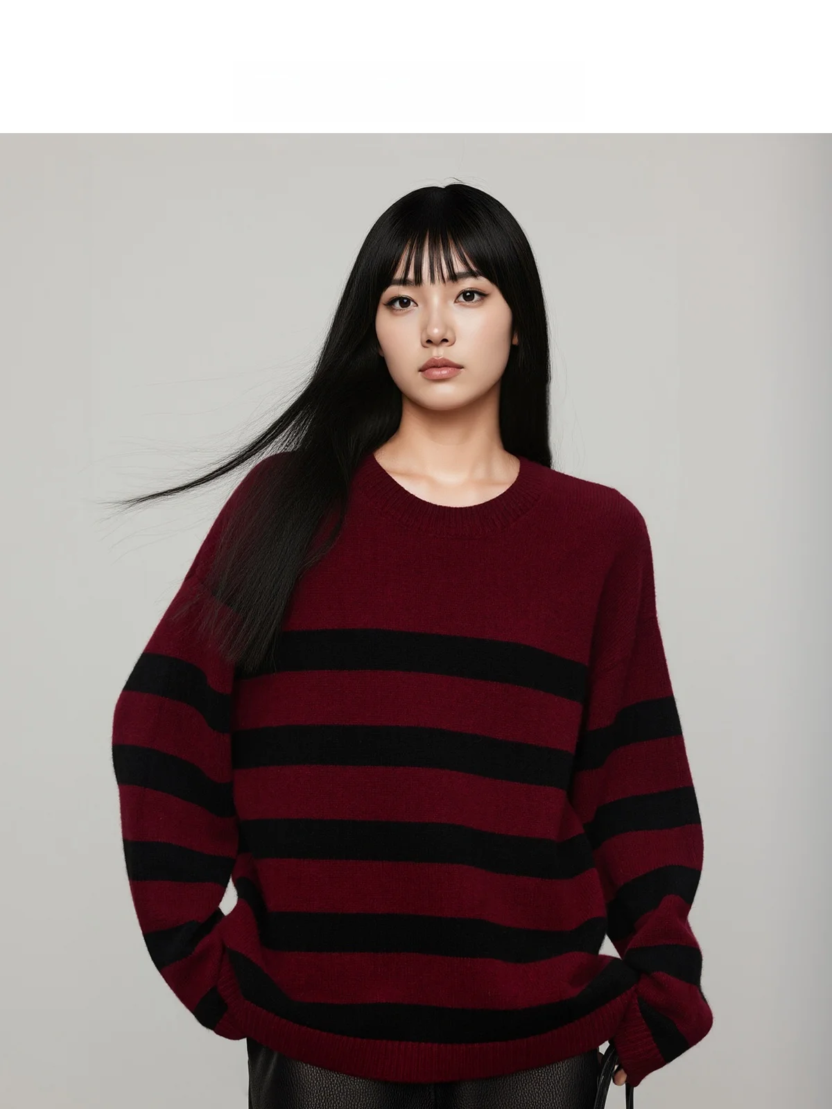 

WIT 00% Camere Striped Knit Sweater Loose Fit Blogger Sle Warm Commuting ential Women's Faion