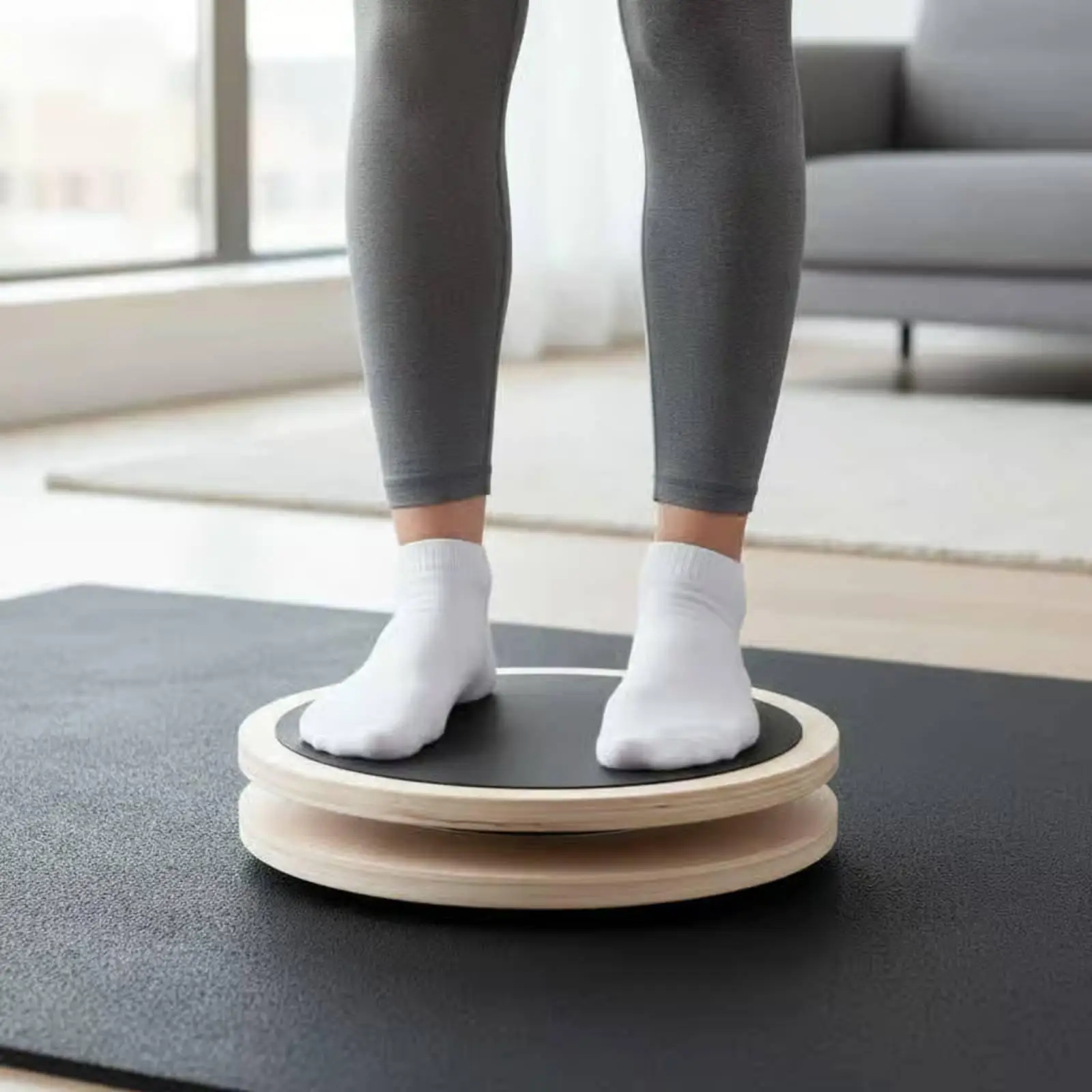 Balance Disc Solid Wood Swivel Board Exercise Equipment for Legs and Waist Rotation for Home Use