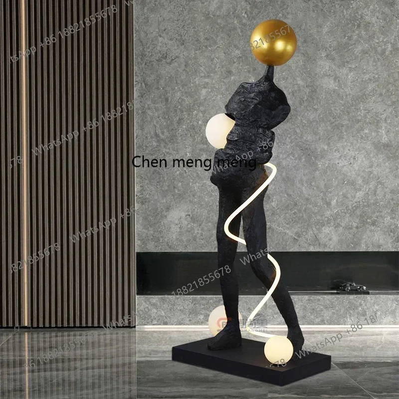 AB03Sculpture humanoid floor lamp creative living room model room hotel lobby, character resin ornament lamp