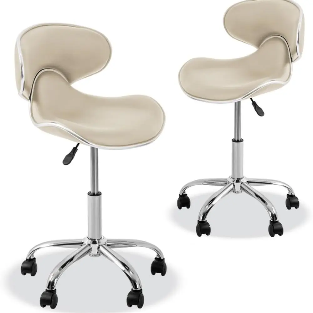 YK-9315 발받침 조절 가능한 롤링 체어(2개 세트)(크림색)