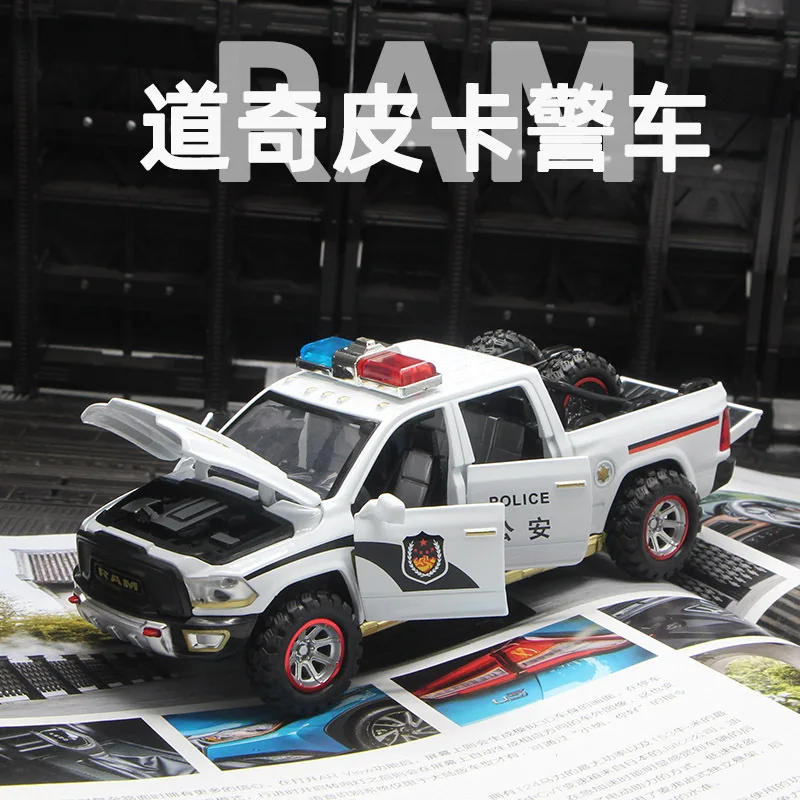 1:32 Dodge Ram Police Car Pickup Metal Car Model Vehicle For Boys Child Kids Toys Hobbies Collection Free Shipping E7