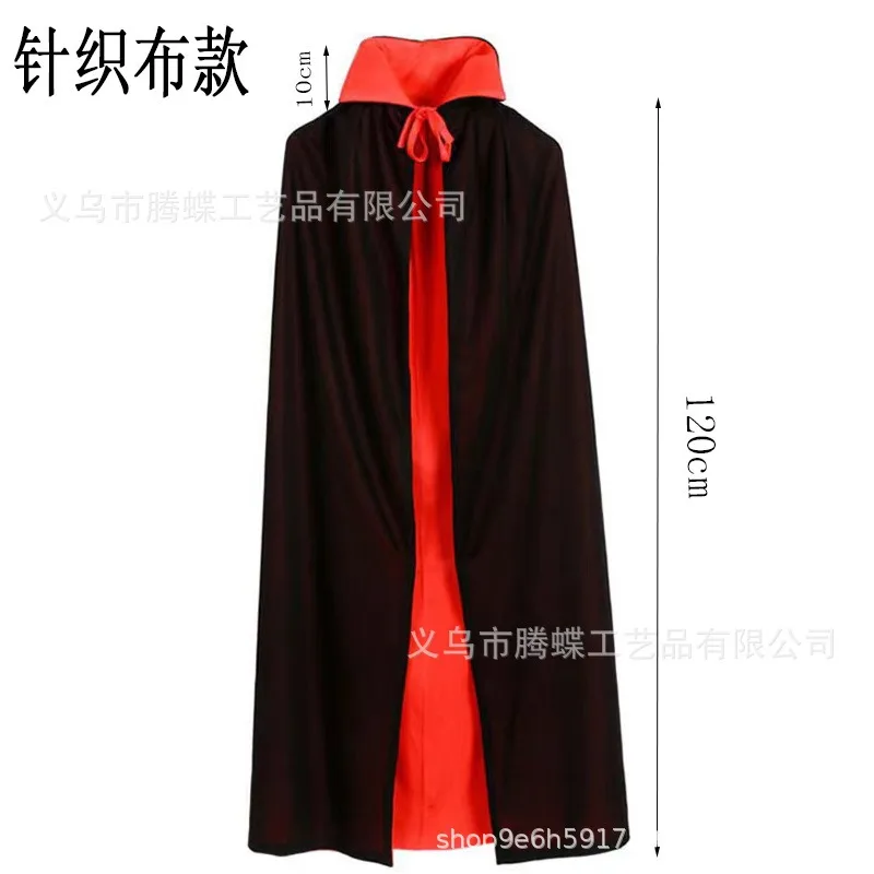 Halloween Red Black Double Layer Vampire Cape Adult Kids Cosplay Cloak Ghost Party Stage Costume Horror Dress Up Outfit