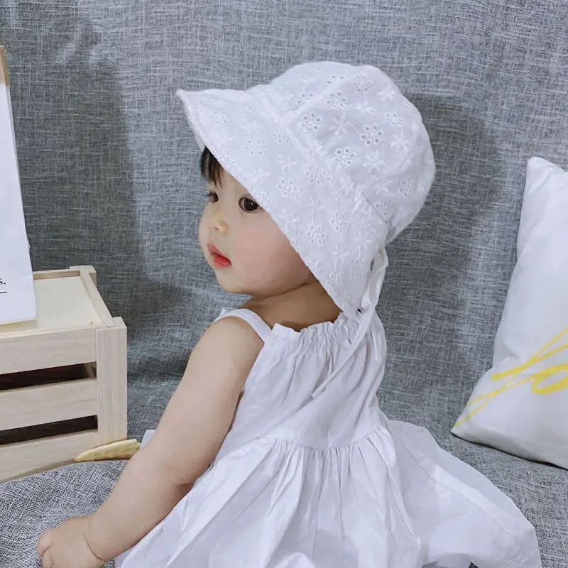 

2023 New Spring Summer Outdoor Baby Girls Hat Lace Bowknot Fisherman Hat Baby Sun Hat Kids Sun Caps Toddler Sunscreen Cap