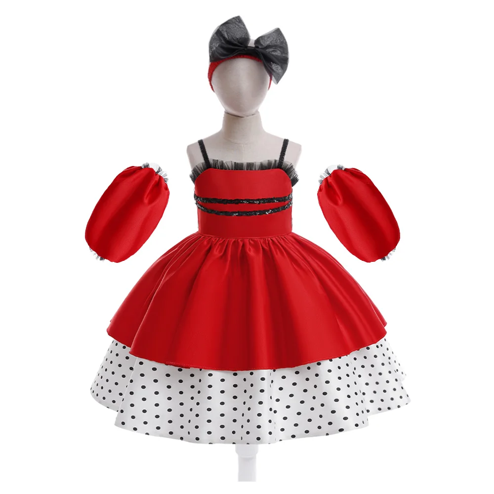 Rood Meisje Jurk Prinses Halloween Kostuum Kids 4-10 Jaar Carnaval Polka Dot Cosplay Feestjurk Voor Meisjes Strik Nieuwjaar Vestidos