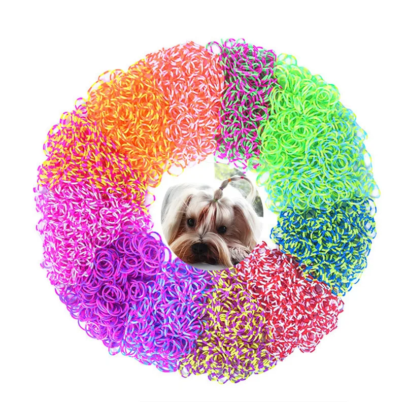 Colorful Pet Grooming Rubber Band Dog Headwear Dog Teddy DIY Hair Bows Elastic Hairband Hair Accessories