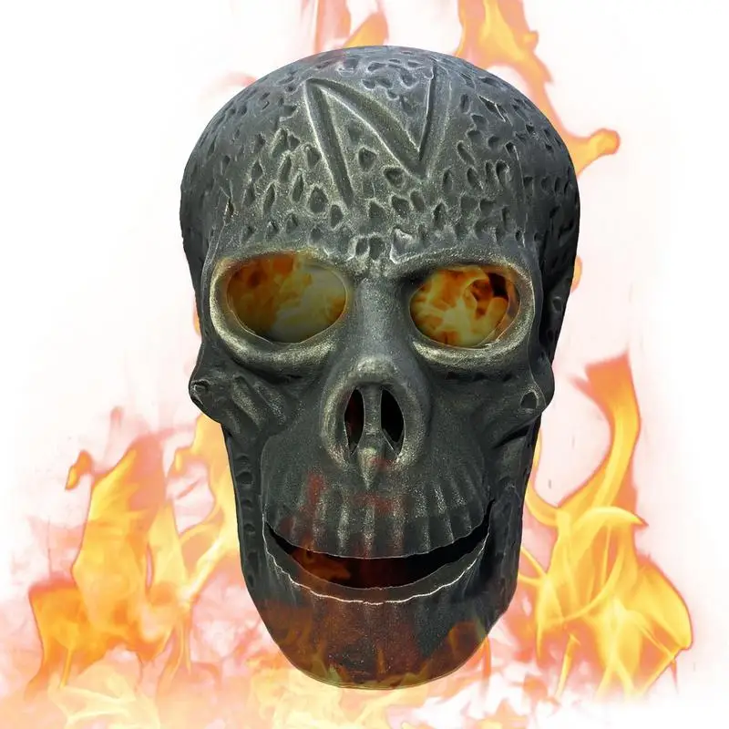 Human Skull Fire Logs Ceramic Fireproof Fire Pit Skull Log Reusable Imitated Human Skull Skeleton Head Decor Terrifying Props