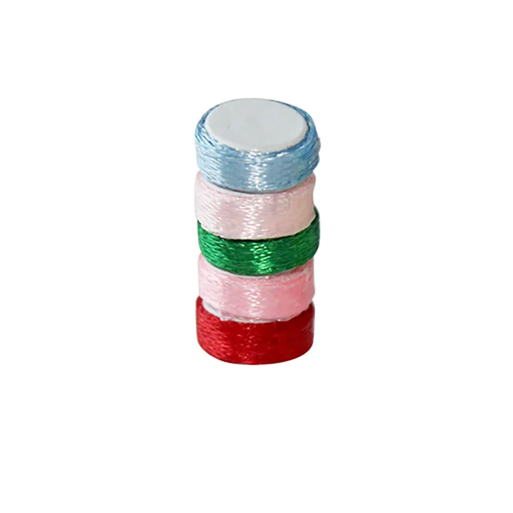 5Pcs 1/12 Dollhouse  Accessories Mini Ribbon Roll Miniature Silk Ribbon Model for Doll House Decoration ob11 bjd Color Random