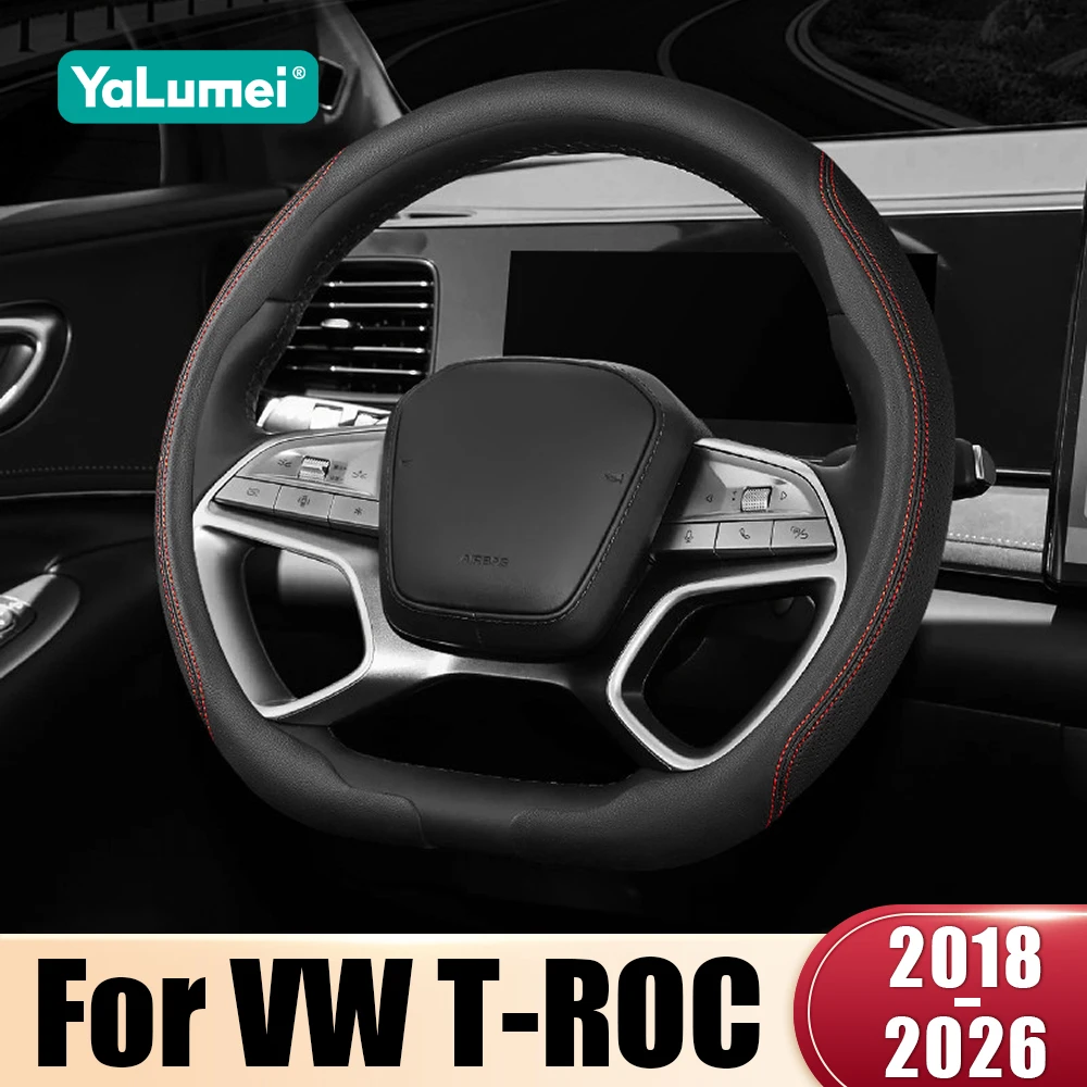 For Volkswagen VW T-ROC TROC 2018 2019 2020 2021 2022 2023 2024 2025 2026 D Shape Breathable Car Steering Wheel Cover