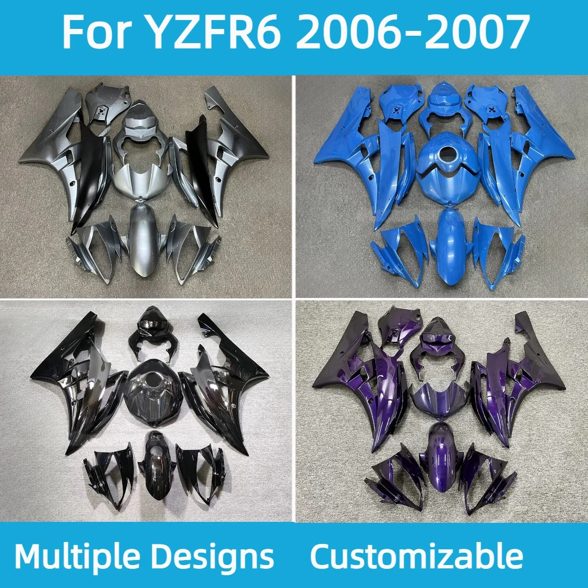 For YAMAHA YZF R6 2006 2007 Hot Style Fairing Kit Customizable Motorcycle Accessories Fairings Prime Bodywork Set YZFR6 06 07