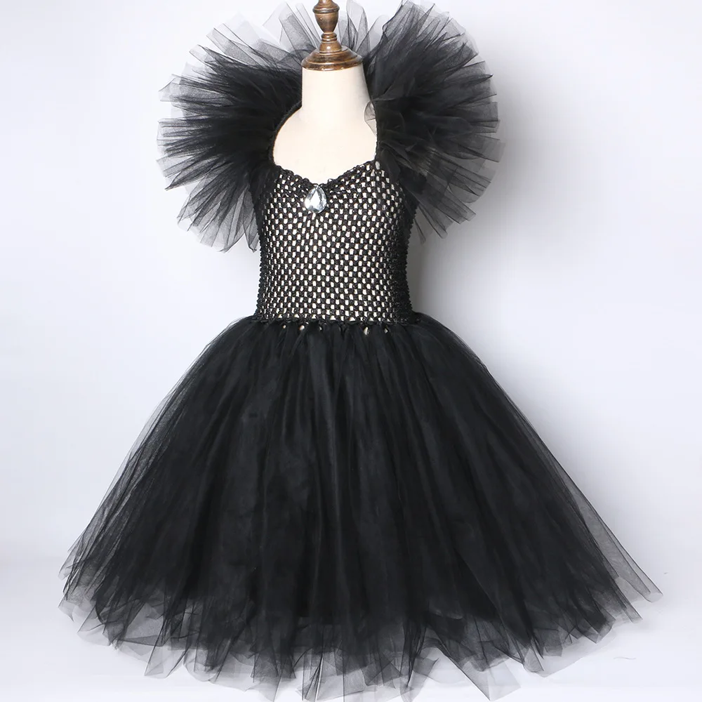 Halloween malefice traje para crianças carnaval festa roupas conjunto bruxa rainha má cosplay traje para meninas fantasia tule tutu vestido