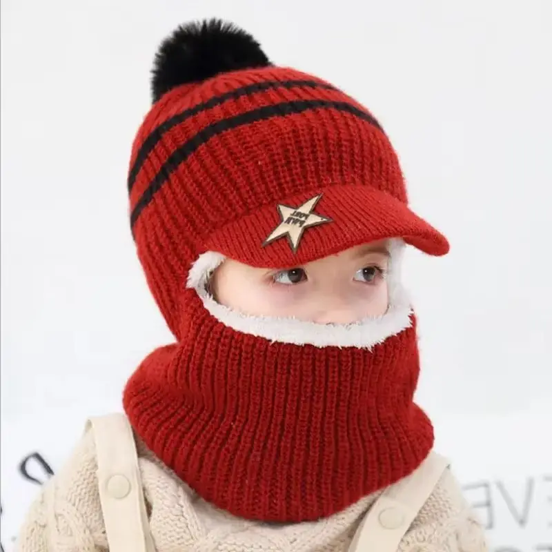 

Осенне-зимняя теплая шапка с круглым вырезом для мальчиков и девочек — толстая теплая вязаная шапка с утконосом