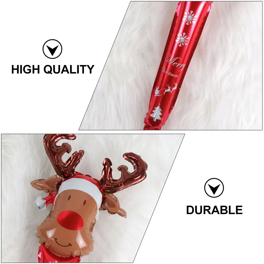 

10Pcs Christmas Inflatable Stick Balloons Elk Head Design Handheld Xmas Festival Decoration Props Christmas Inflatable Stick