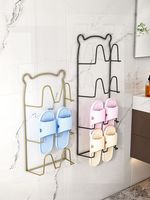 Simple Shoe Hanger No Punching Bathroom Door Back Slippers Drain Drying Rack Metal Iron Art Wall Decoration Home Storing Shelf