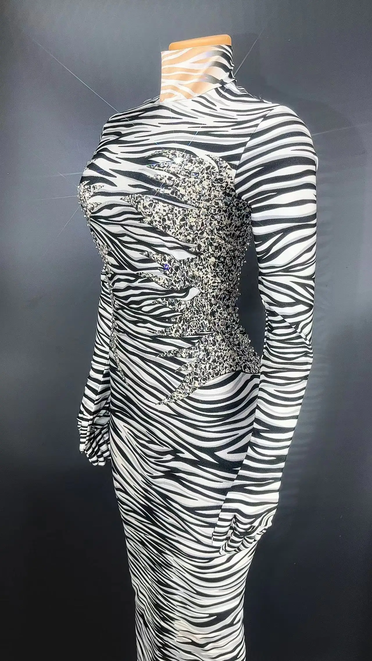 Sexy Latin Club Dance Kleid Backless Lange Hülse Herbst Mesh Bühne Peformance Dancewear Geburtstag Kostüme