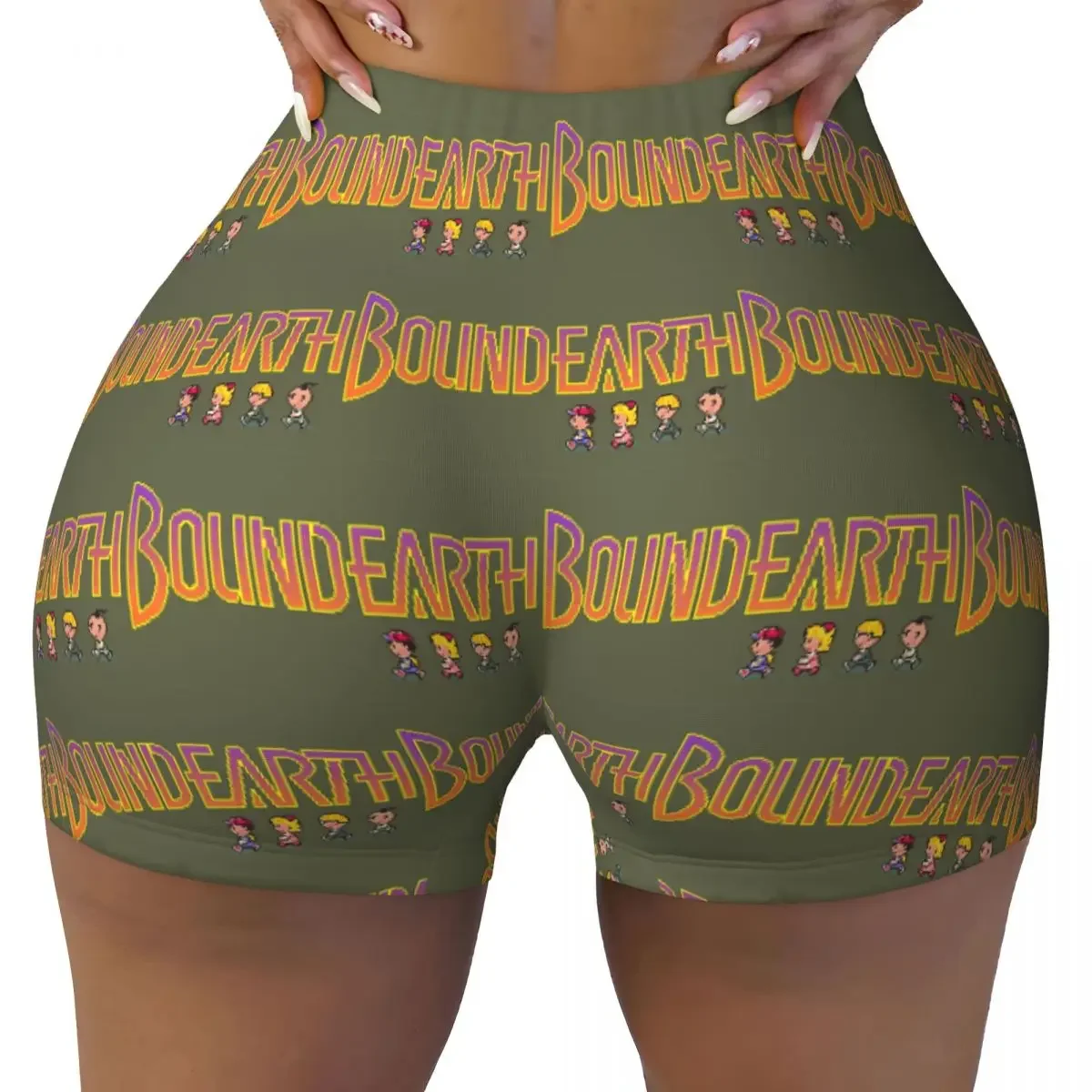 Custom Earthbound Yoga Shorts Women Gym Workout Running Athletic Volleyball Biker Shorts