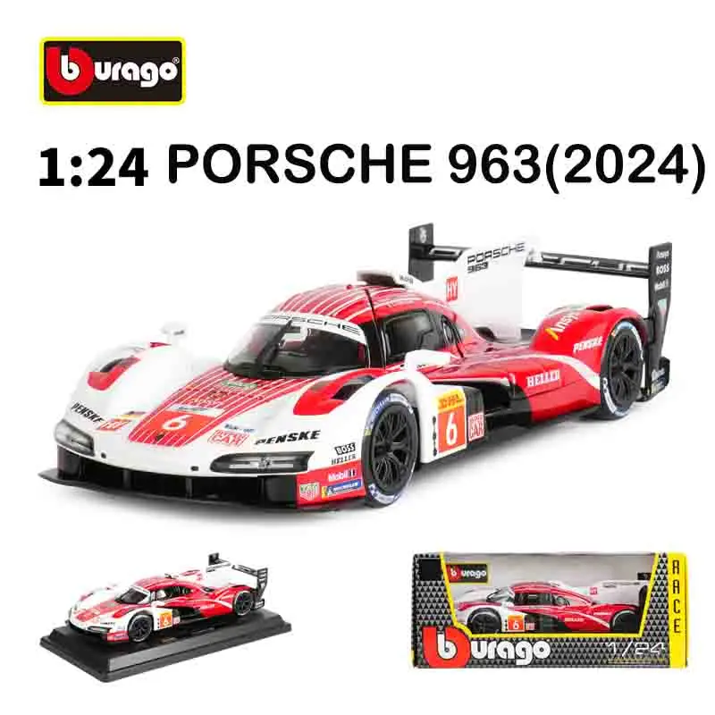 

Bburago 1/24 Adult Alloy Racing Car 24h LMH Rally for Ferrari Vehicle Die Cast Collection Gift 963 # 5 #6 Porsche
