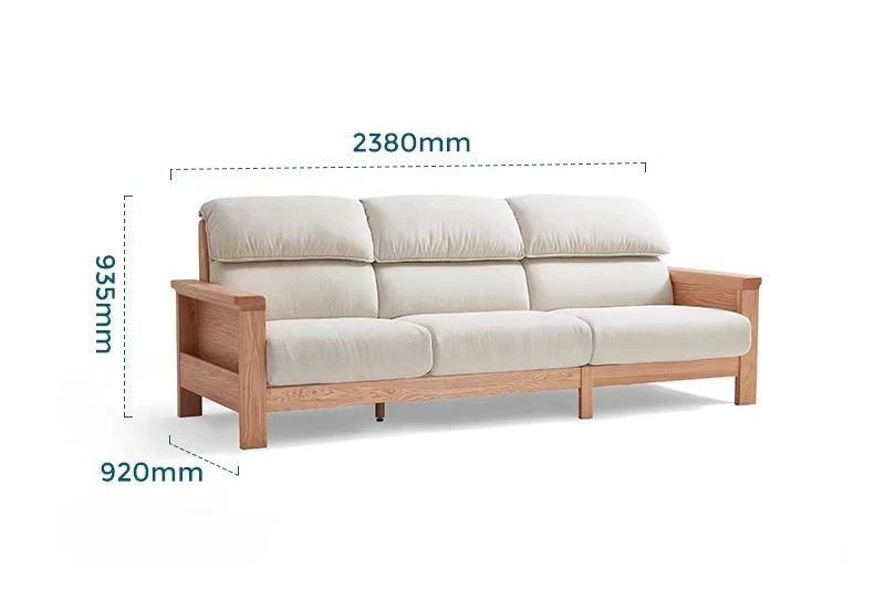Large and small apartment solid wood sofa living room removable and washable imitation cotton and linen log furniture